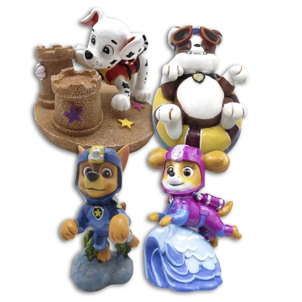 New Penn Plax Paw Patrol Mini Resin Aquarium Decoration Ornament Set Of 4